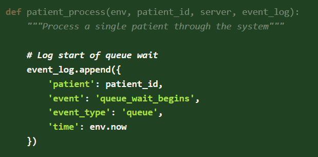 A very simple example with one server - avoiding the vidigi logger class